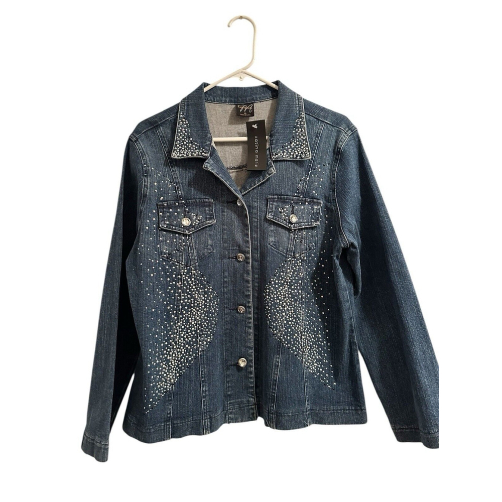 Katina Marie XL Denim Jacket Rhinestone Western NWT - Picture 16 of 16